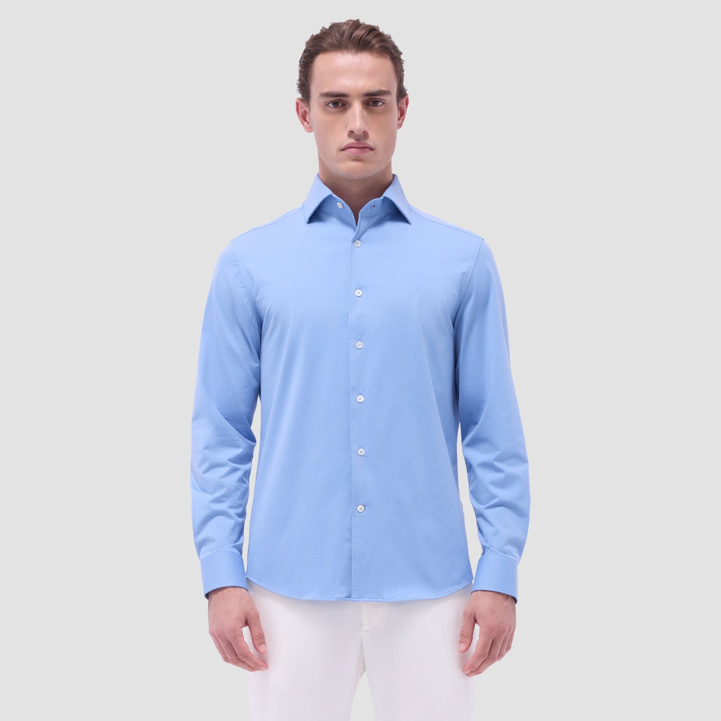 Bugatchi Devon Solid OoohCotton® Shirt Air Blue