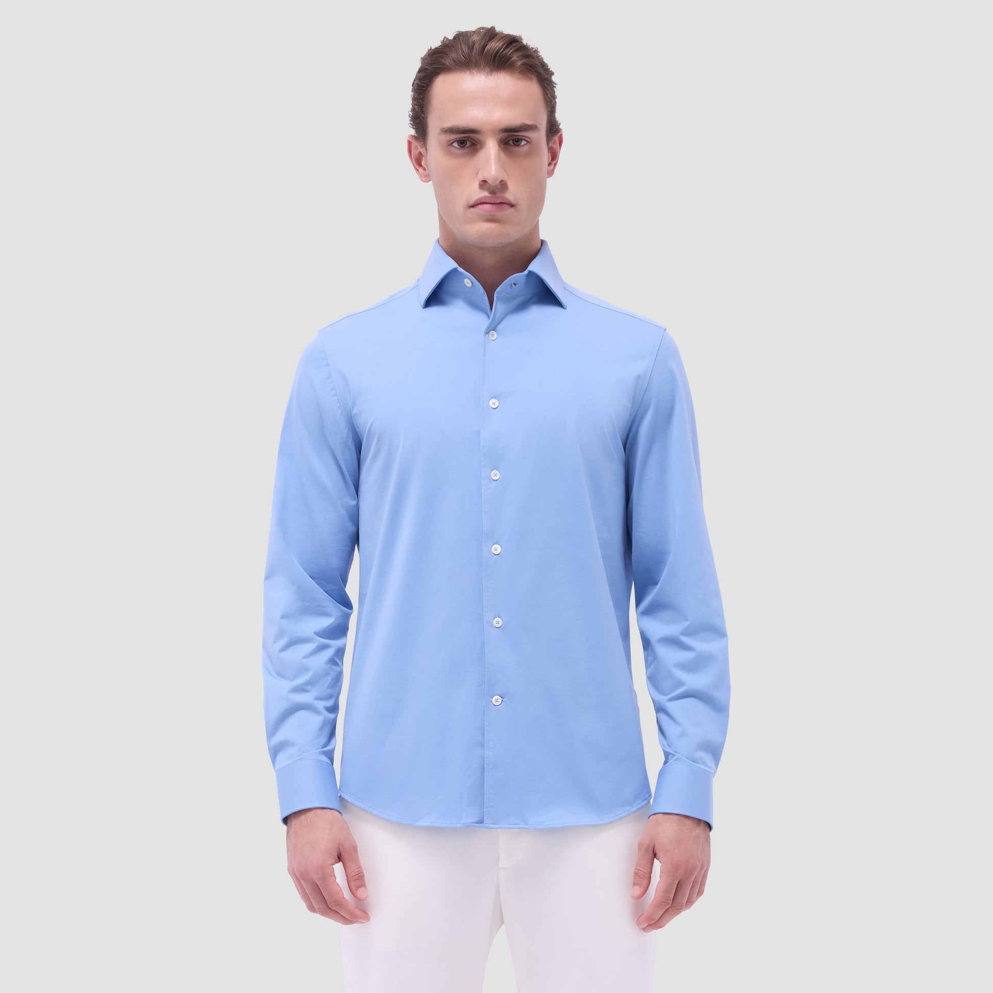 Bugatchi Devon Solid OoohCotton® Shirt Air Blue