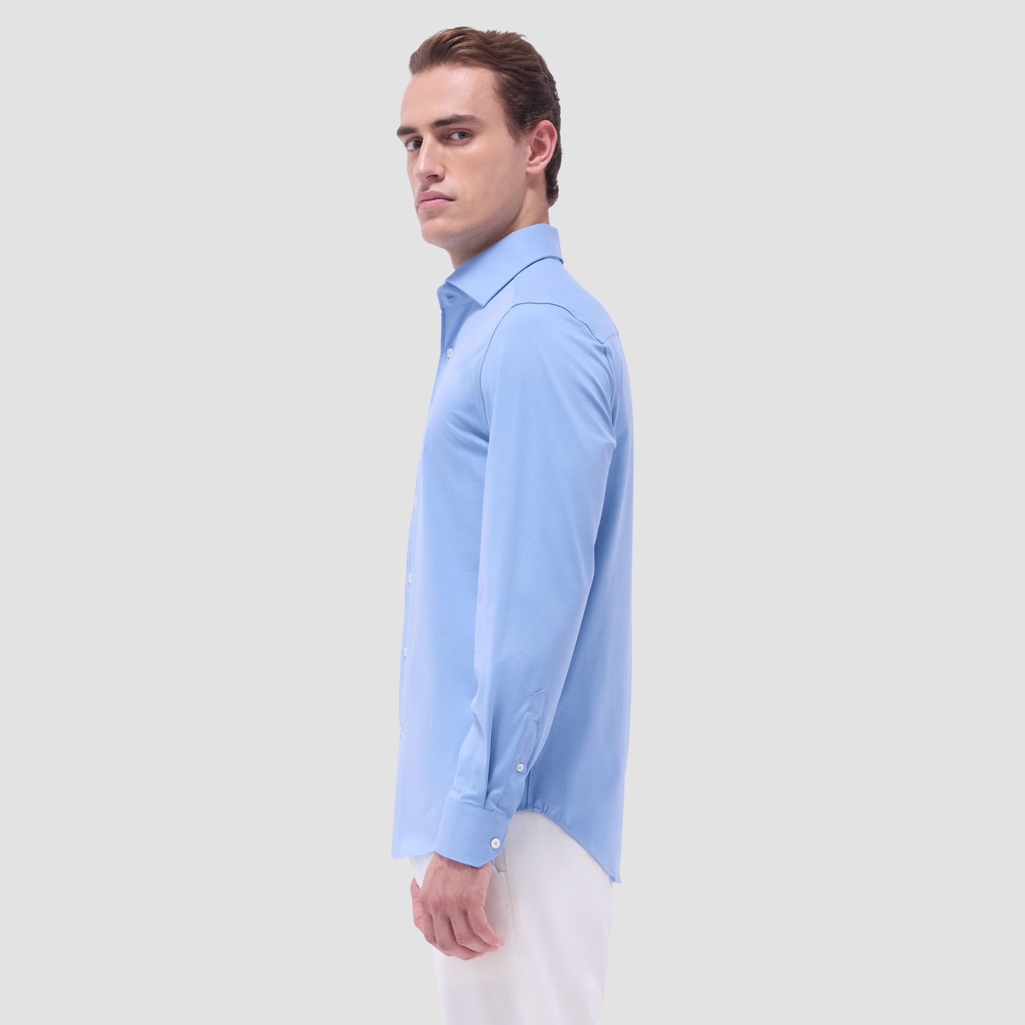 Bugatchi Devon Solid OoohCotton® Shirt Air Blue