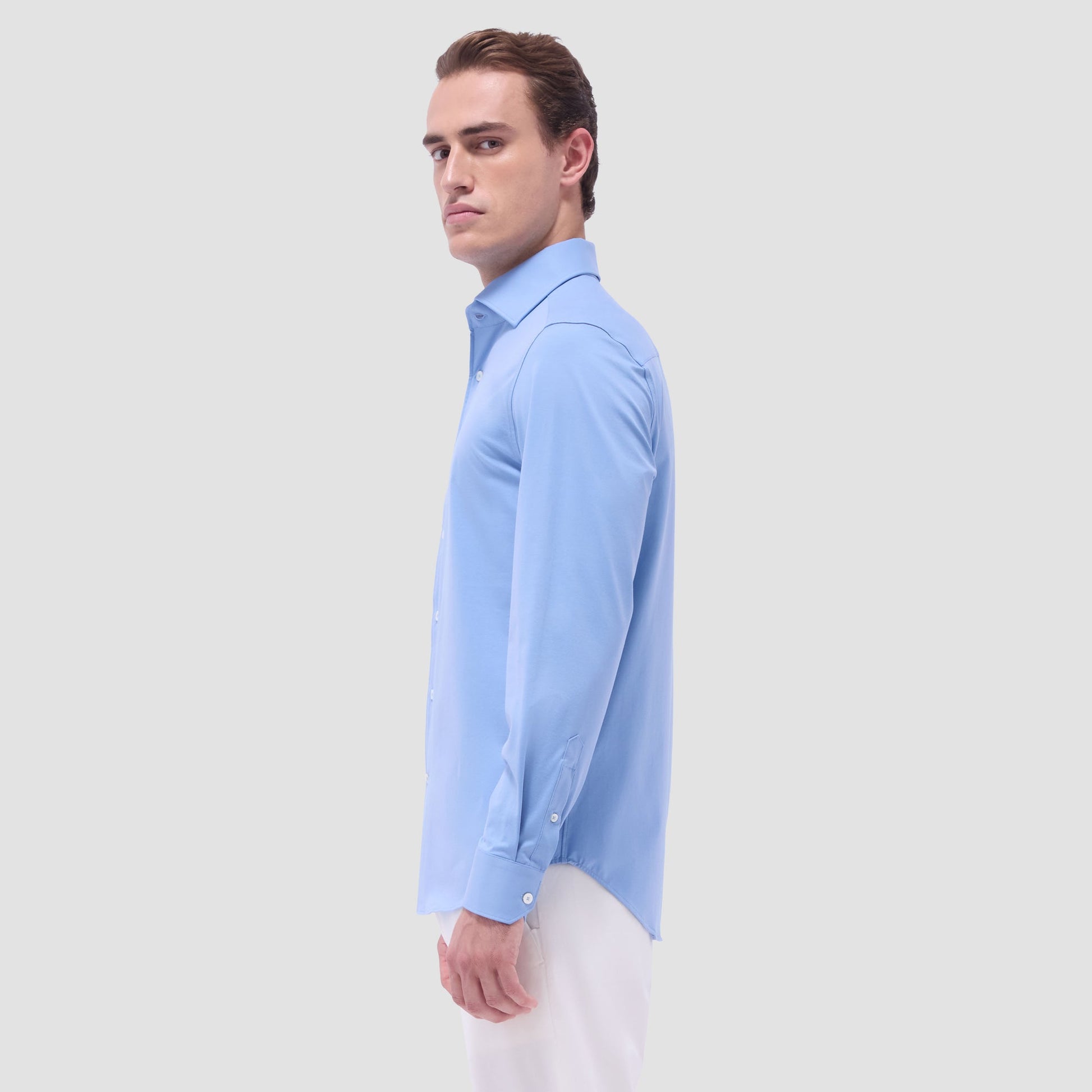 Bugatchi Devon Solid OoohCotton® Shirt Air Blue