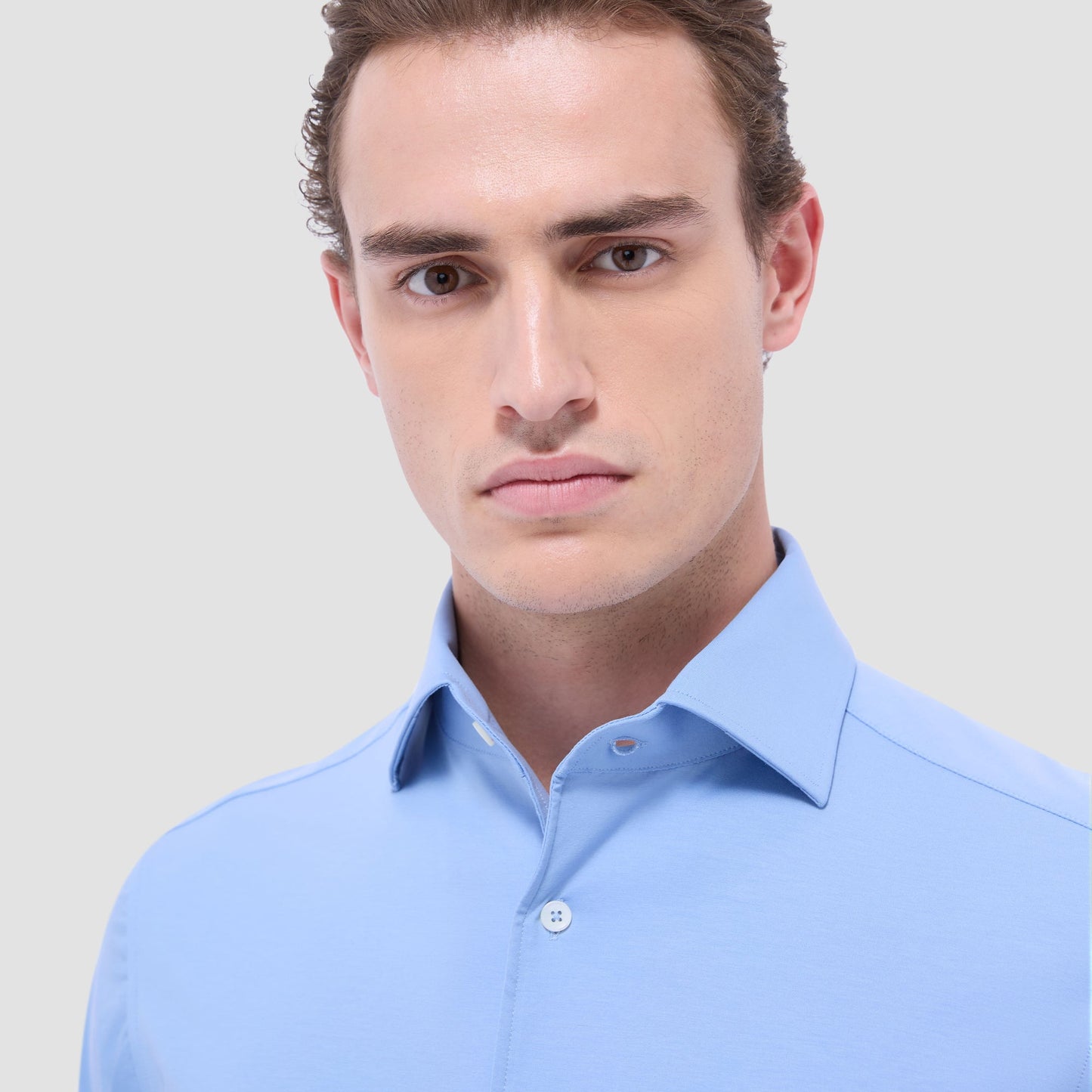 Bugatchi Devon Solid OoohCotton® Shirt Air Blue