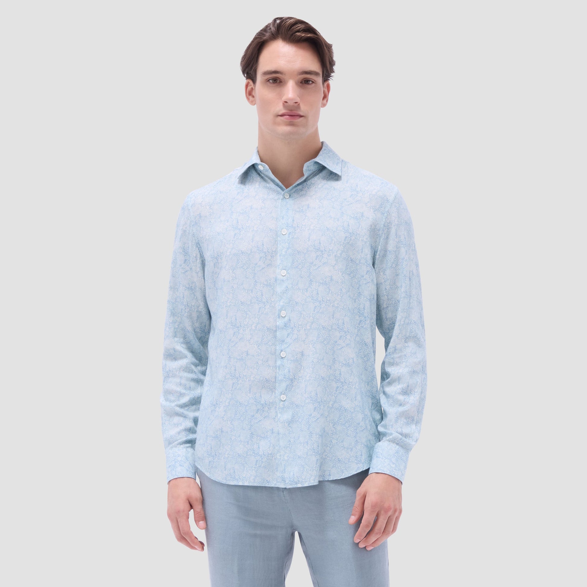 Bugatchi Axel Floral Shirt Seafoam