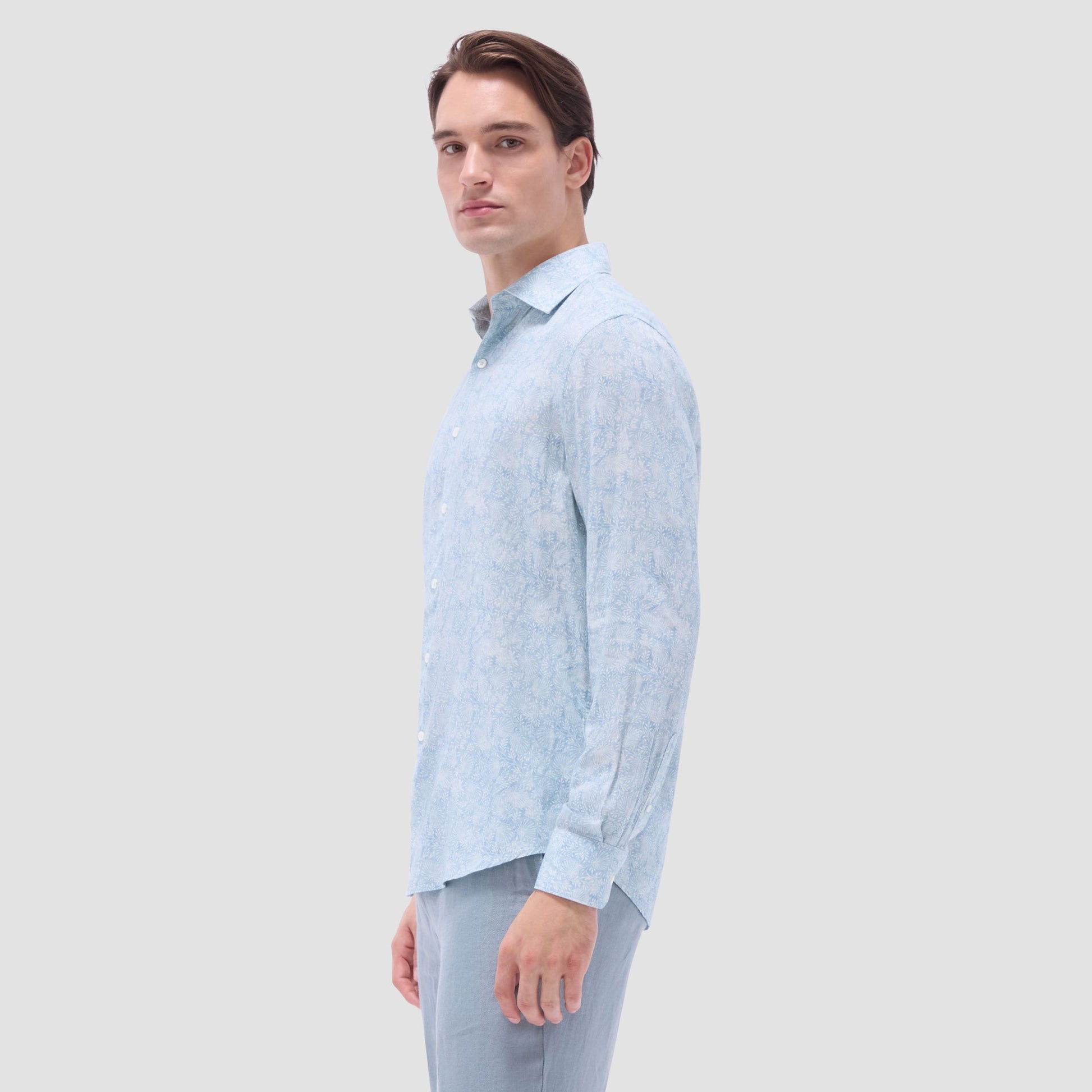 Bugatchi Axel Floral Shirt Seafoam