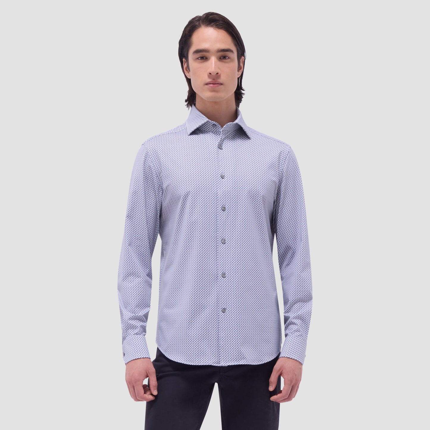 Bugatchi Devon Seigaiha OoohCotton® Shirt Platinum