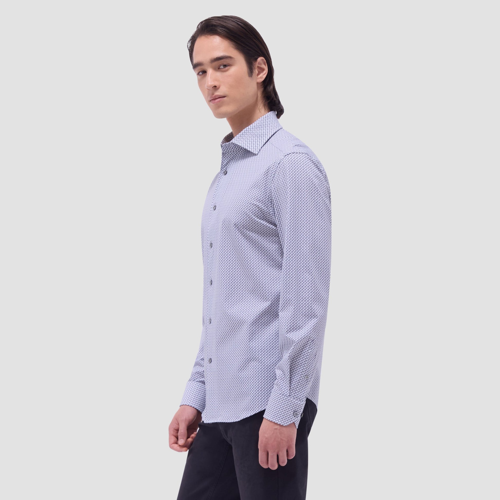Bugatchi Devon Seigaiha OoohCotton® Shirt Platinum