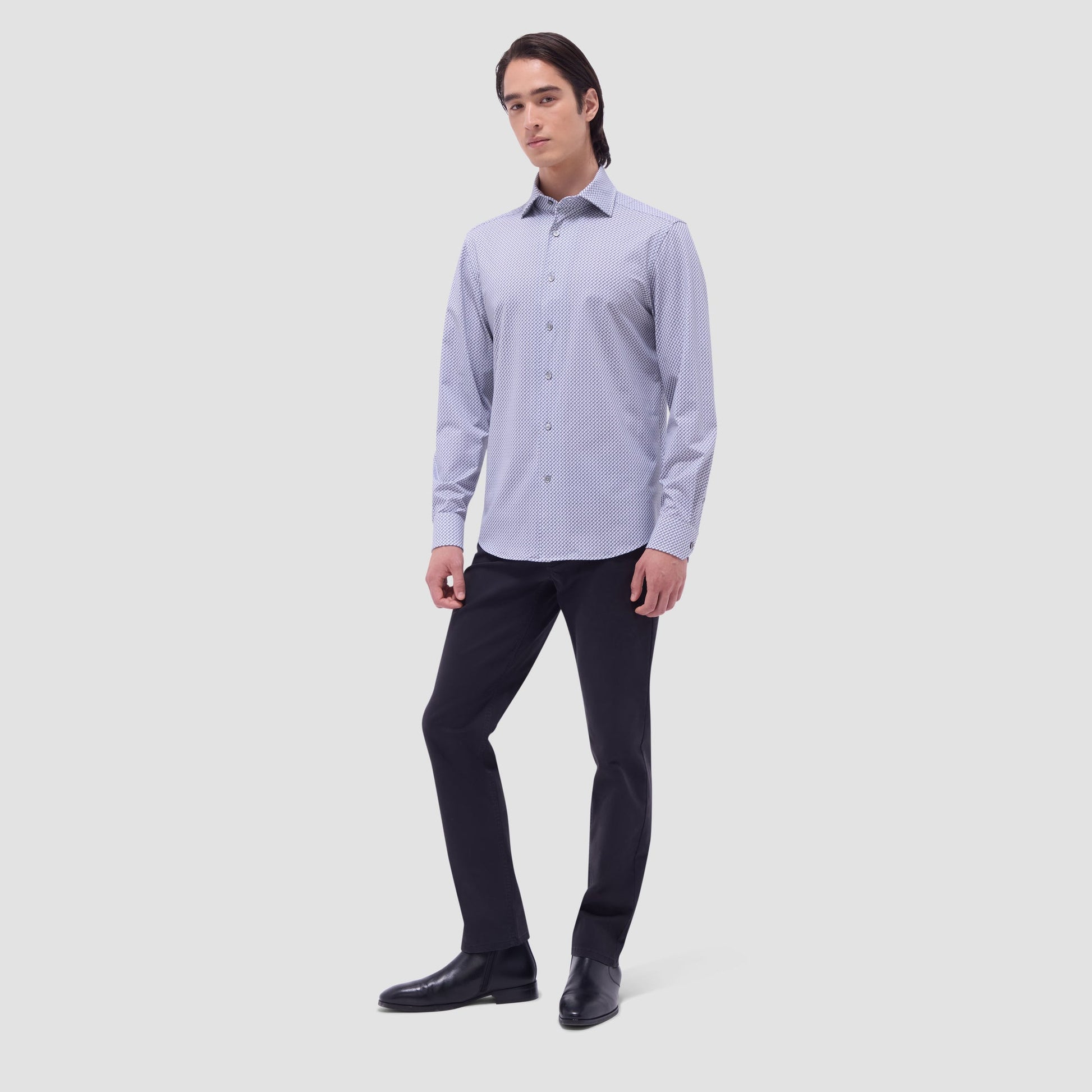 Bugatchi Devon Seigaiha OoohCotton® Shirt Platinum