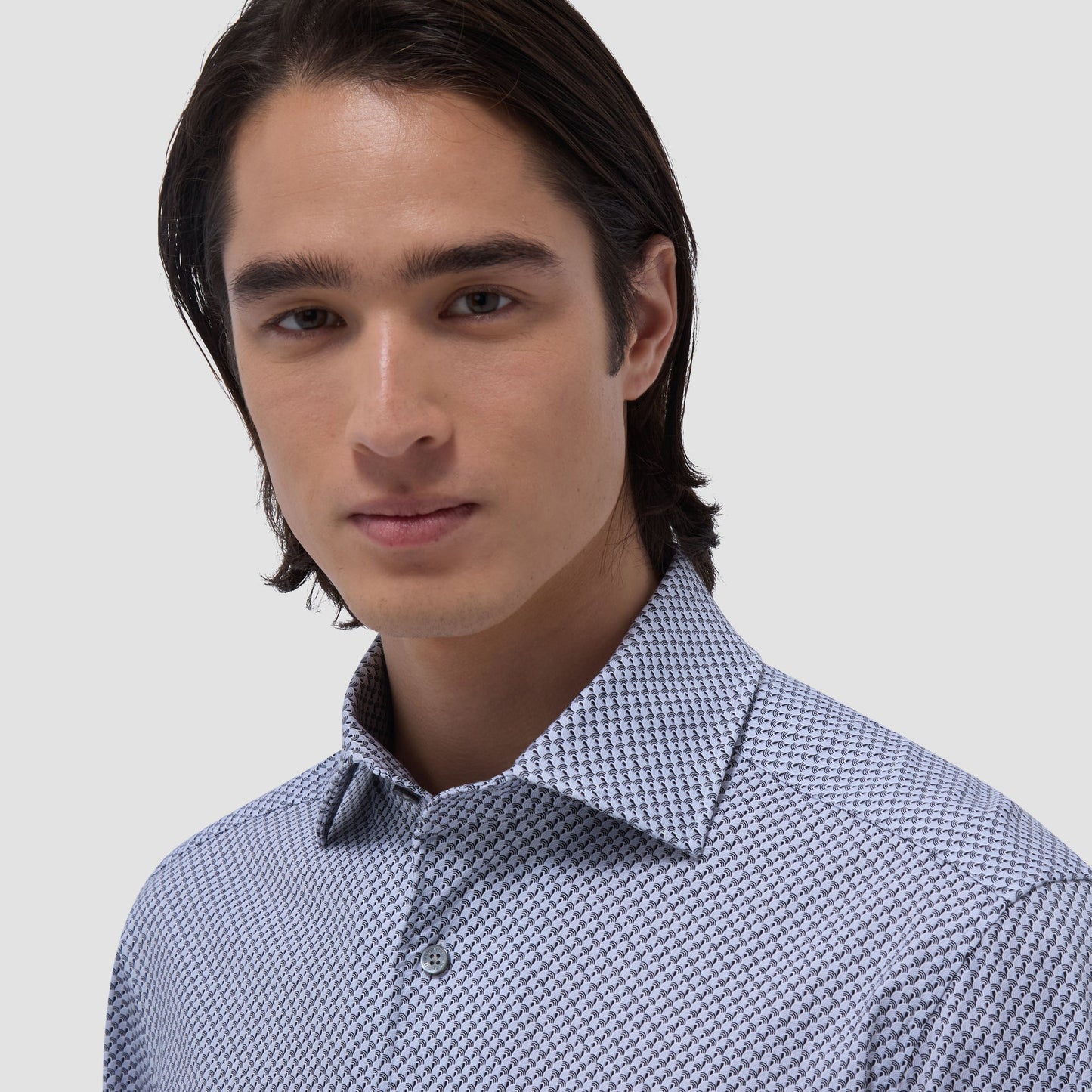Bugatchi Devon Seigaiha OoohCotton® Shirt Platinum