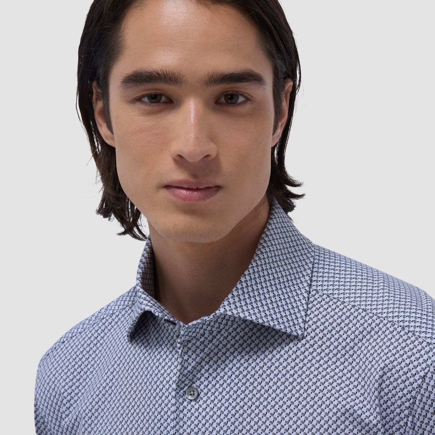 Bugatchi Devon Seigaiha OoohCotton® Shirt Platinum