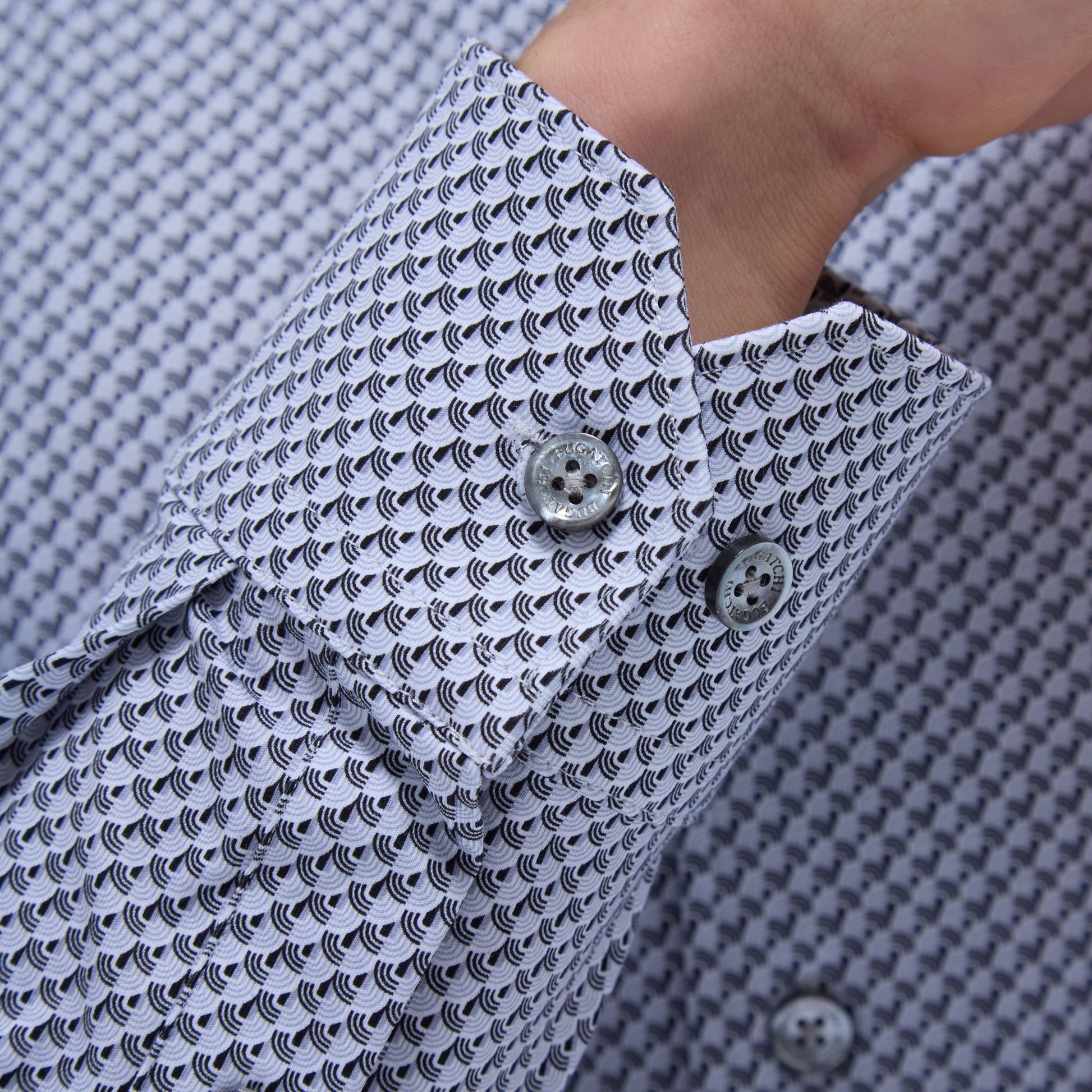 Bugatchi Devon Seigaiha OoohCotton® Shirt Platinum