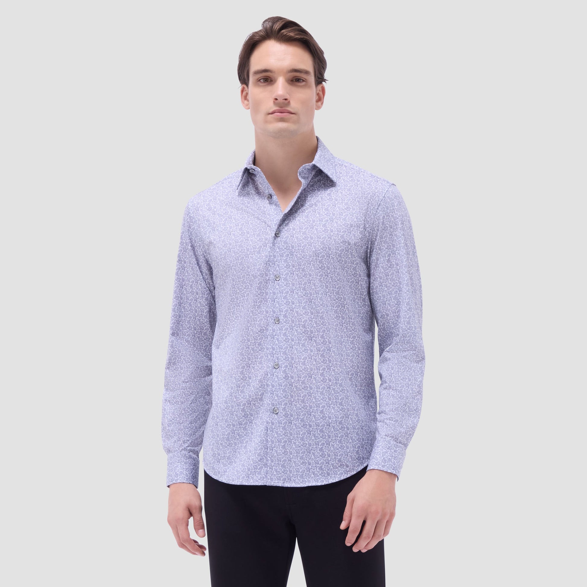 Bugatchi James Paisley OoohCotton® Shirt Platinum