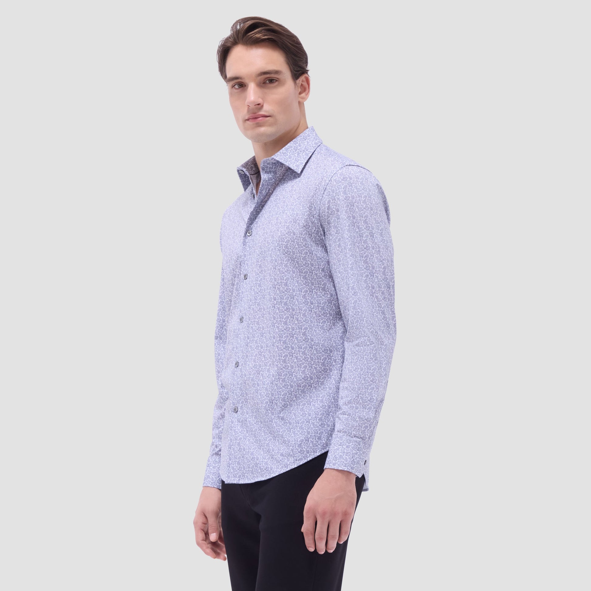 Bugatchi James Paisley OoohCotton® Shirt Platinum