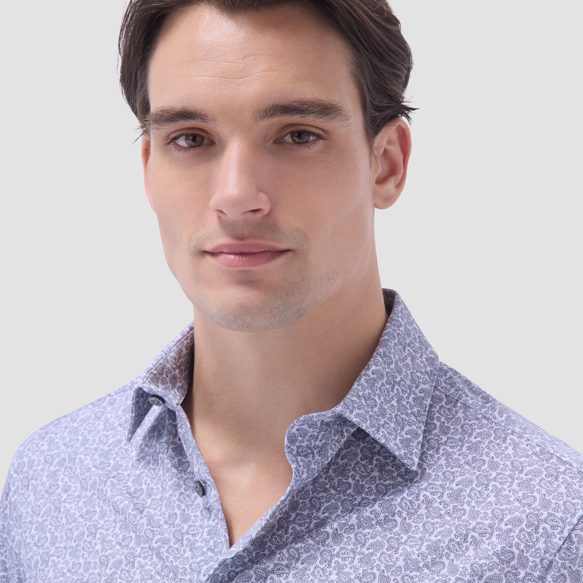 Bugatchi James Paisley OoohCotton® Shirt Platinum