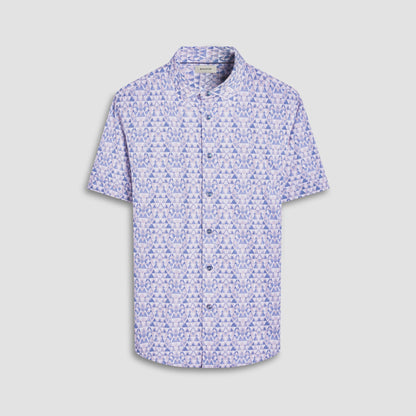 Bugatchi Miles Geometric OoohCotton® Short-Sleeve Shirt Sand
