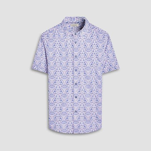 Bugatchi Miles Geometric OoohCotton® Short-Sleeve Shirt Sand
