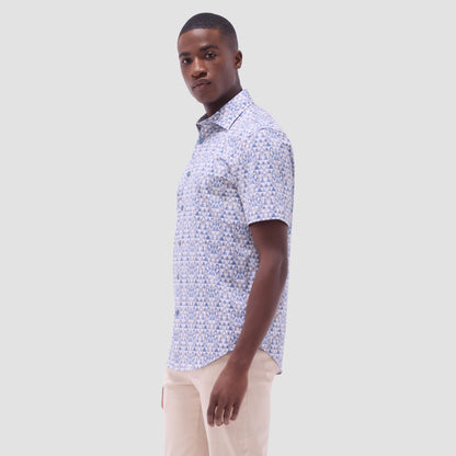Bugatchi Miles Geometric OoohCotton® Short-Sleeve Shirt Sand