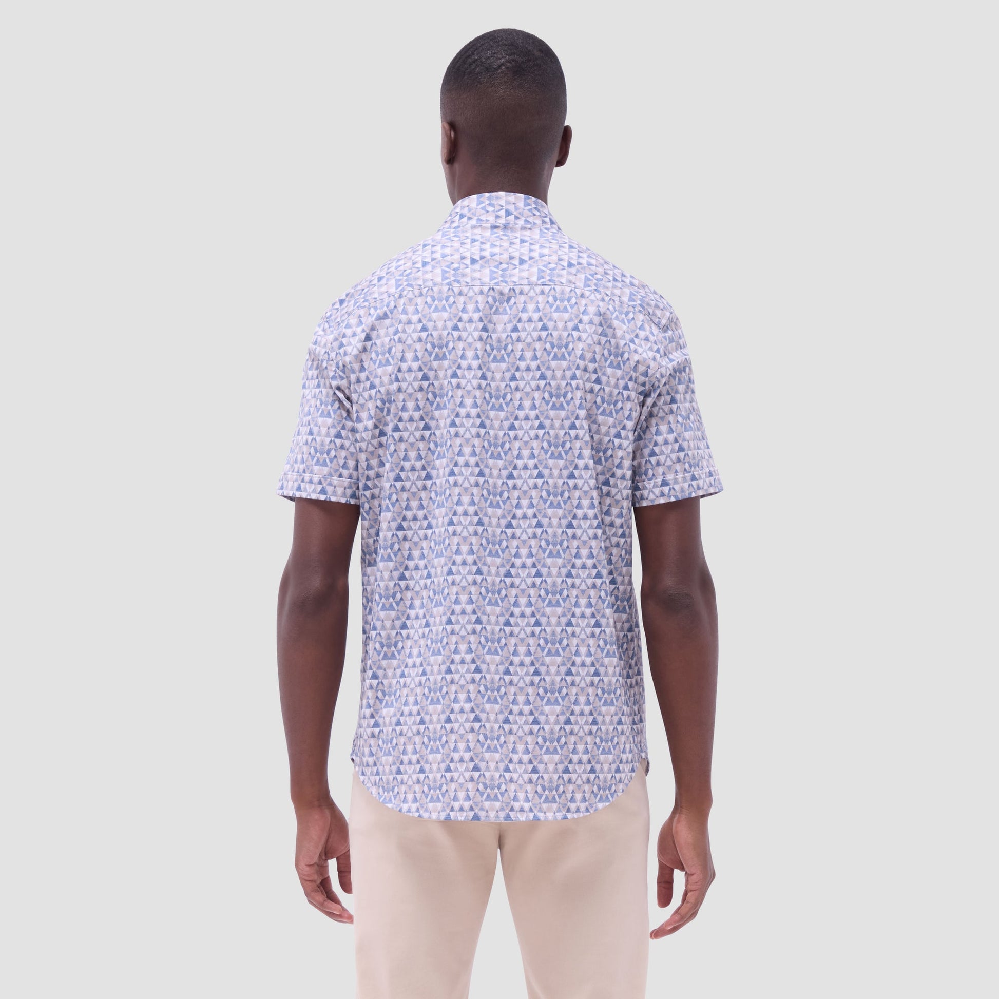 Bugatchi Miles Geometric OoohCotton® Short-Sleeve Shirt Sand