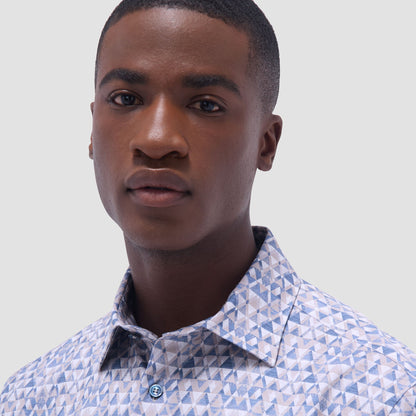 Bugatchi Miles Geometric OoohCotton® Short-Sleeve Shirt Sand