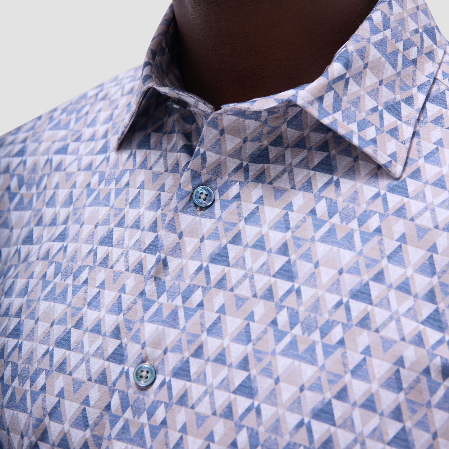 Bugatchi Miles Geometric OoohCotton® Short-Sleeve Shirt Sand