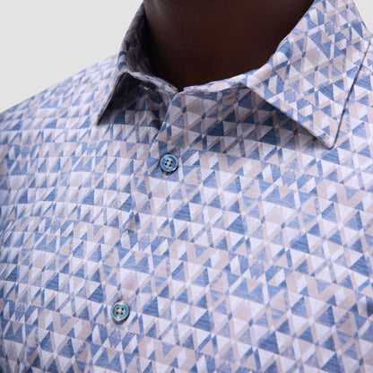 Bugatchi Miles Geometric OoohCotton® Short-Sleeve Shirt Sand