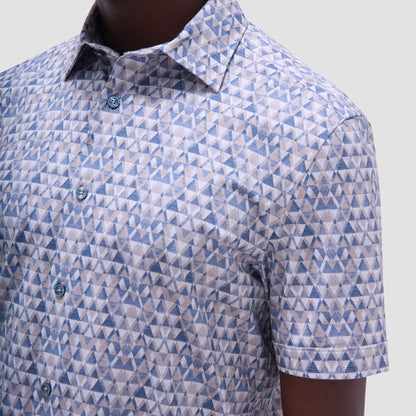 Bugatchi Miles Geometric OoohCotton® Short-Sleeve Shirt Sand
