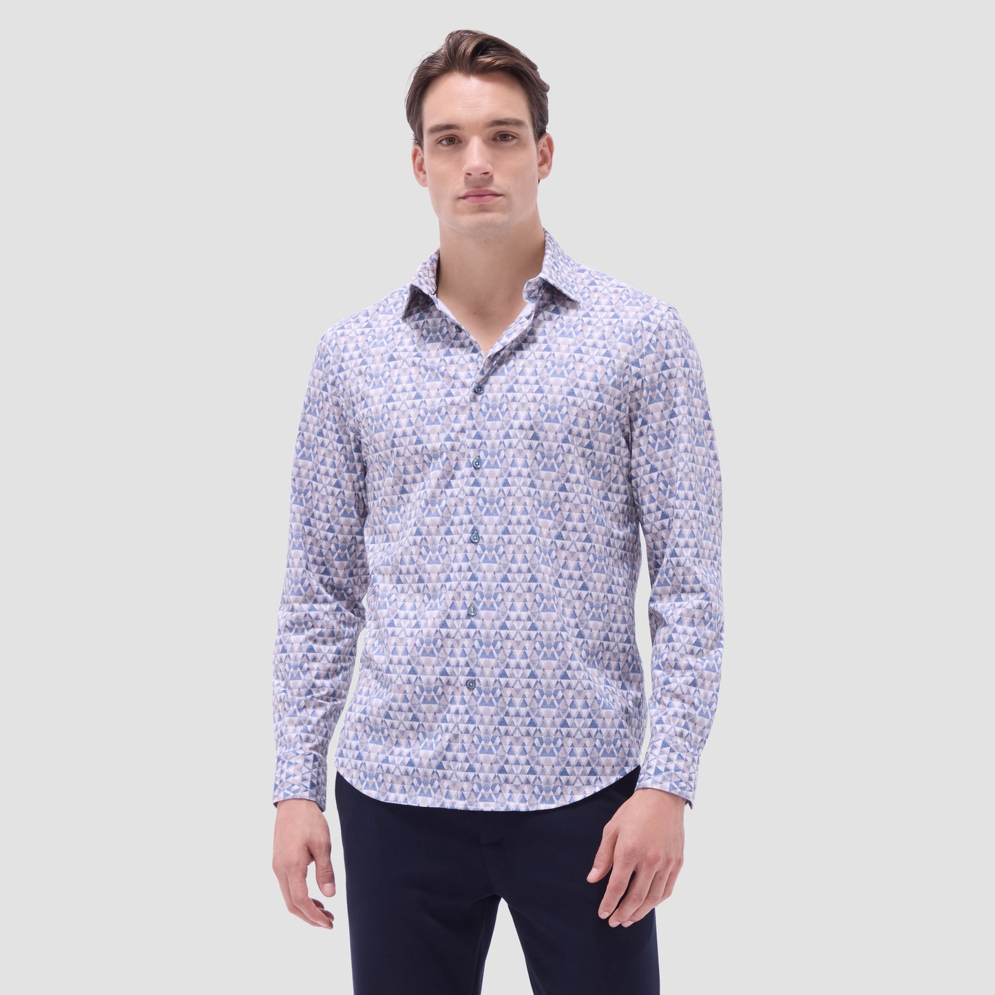 Bugatchi James Geometric OoohCotton® Shirt Sand