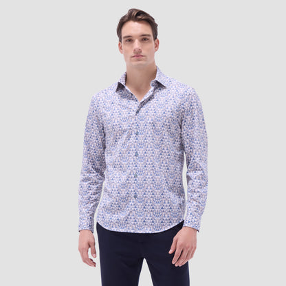 Bugatchi James Geometric OoohCotton® Shirt Sand
