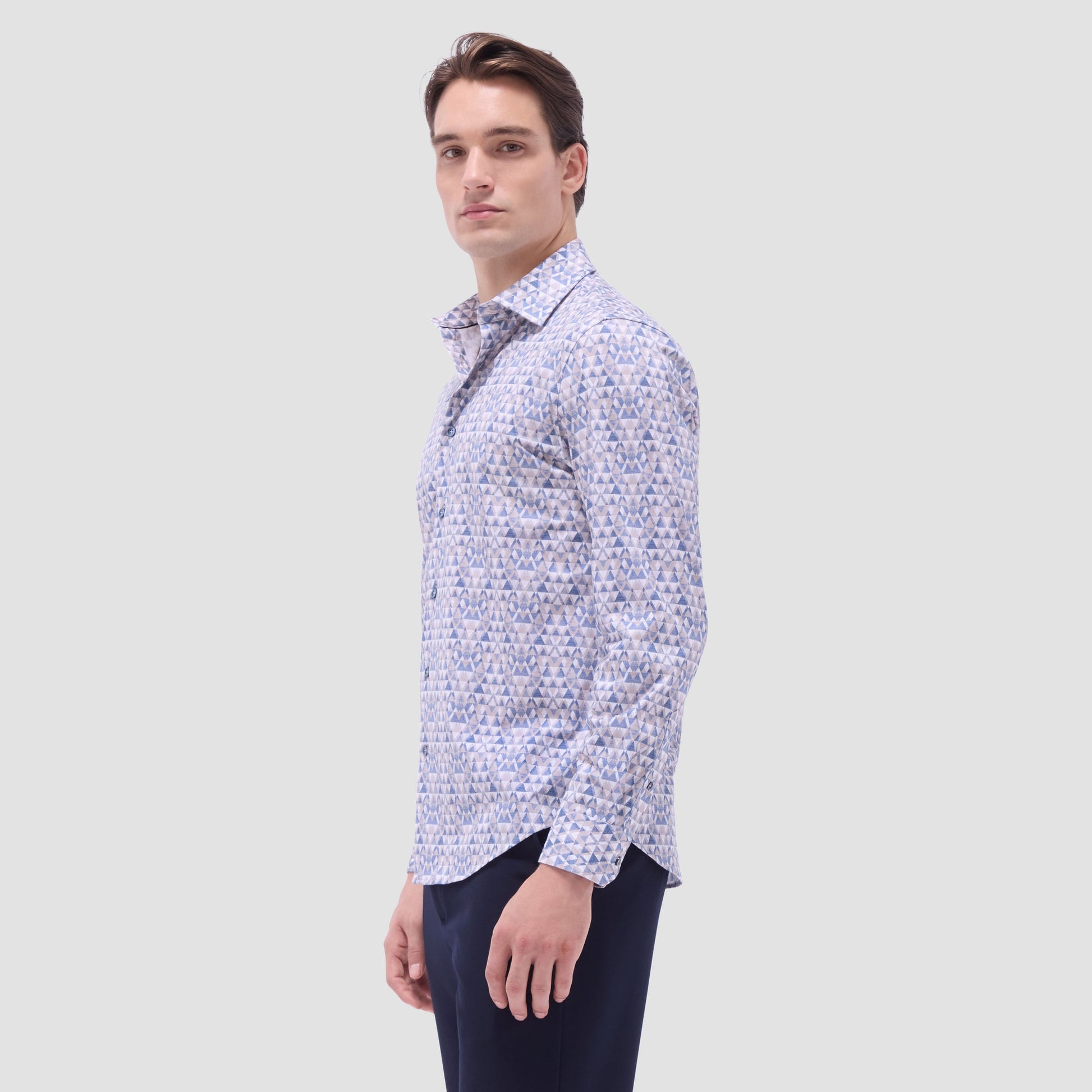 Bugatchi James Geometric OoohCotton® Shirt Sand