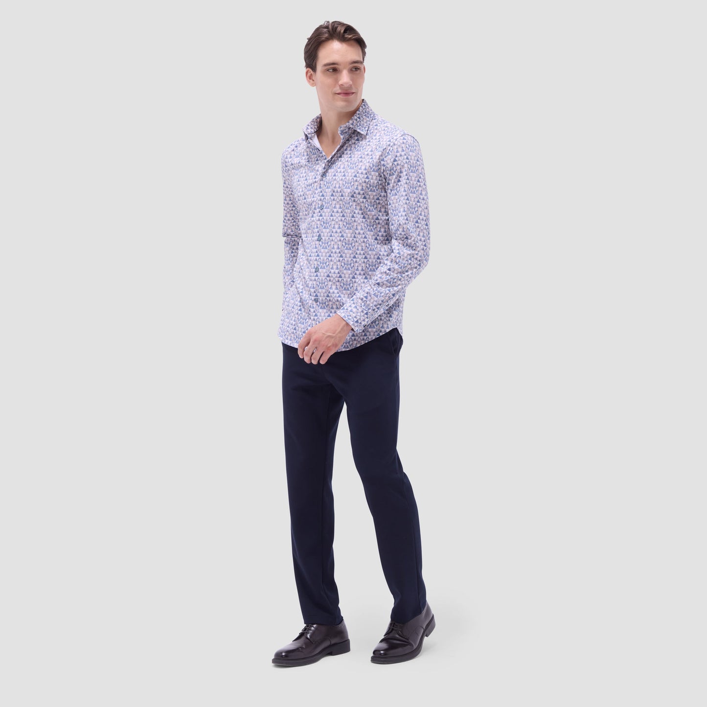Bugatchi James Geometric OoohCotton® Shirt Sand