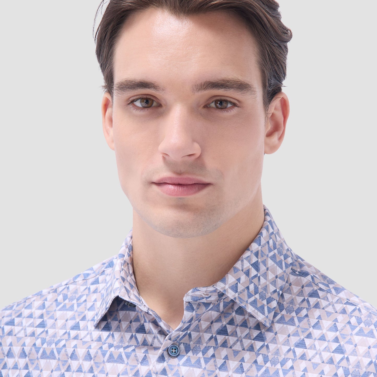 Bugatchi James Geometric OoohCotton® Shirt Sand
