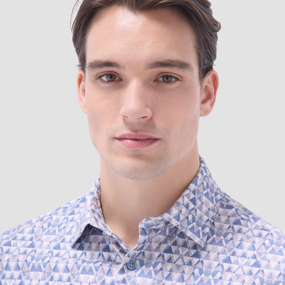 Bugatchi James Geometric OoohCotton® Shirt Sand