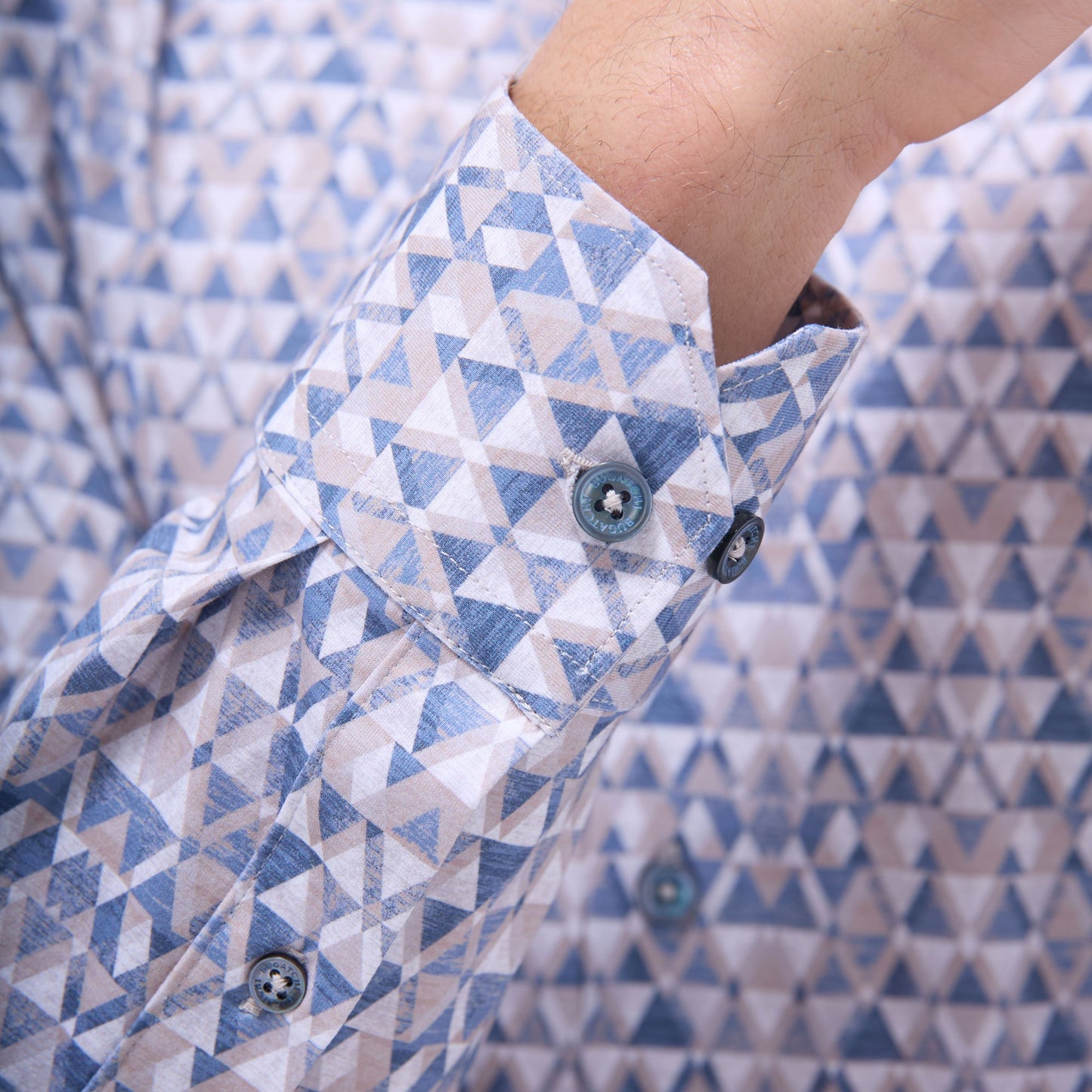 Bugatchi James Geometric OoohCotton® Shirt Sand