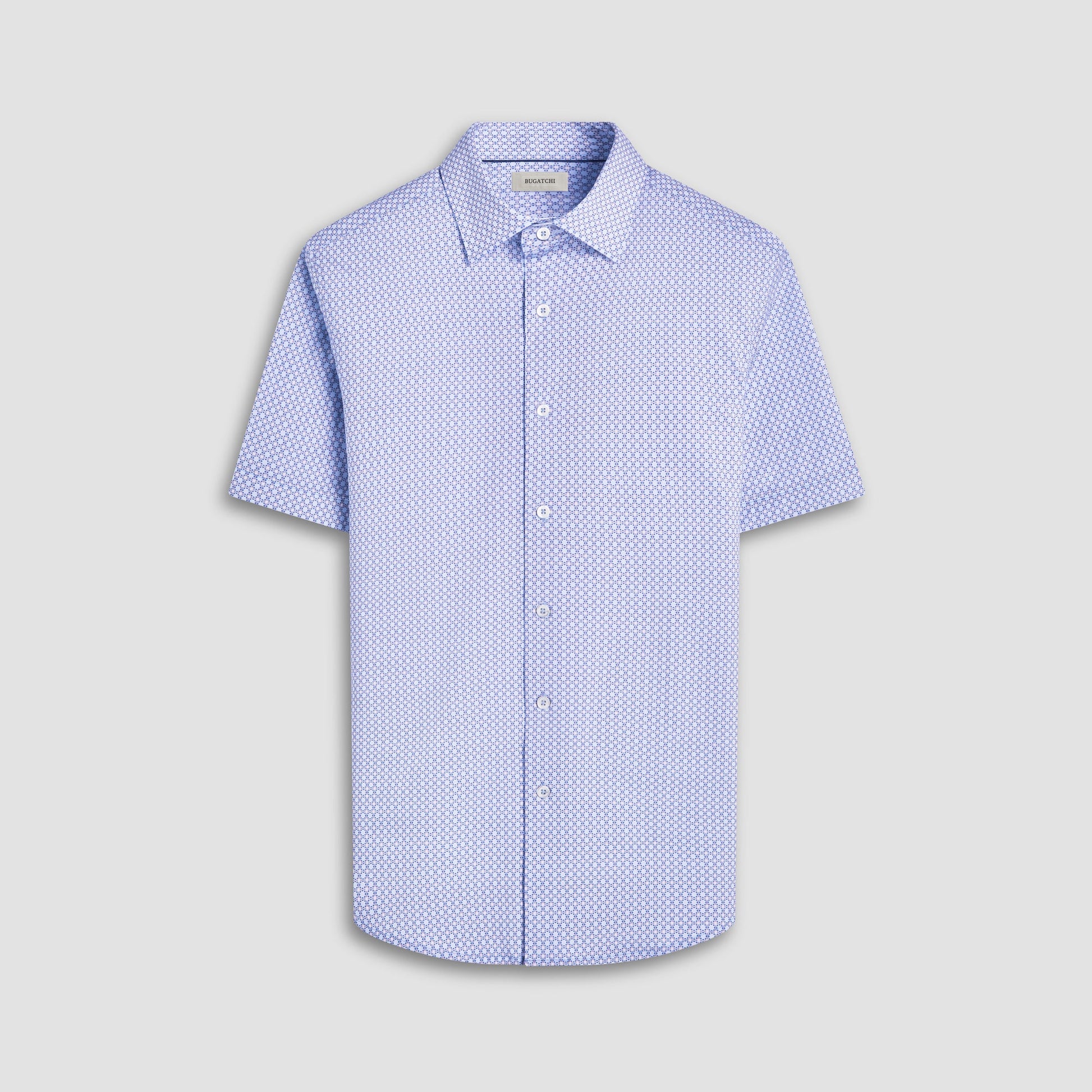 Bugatchi Miles Mosaic OoohCotton® Short-Sleeve Shirt Sky