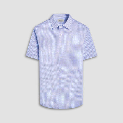 Bugatchi Miles Mosaic OoohCotton® Short-Sleeve Shirt Sky