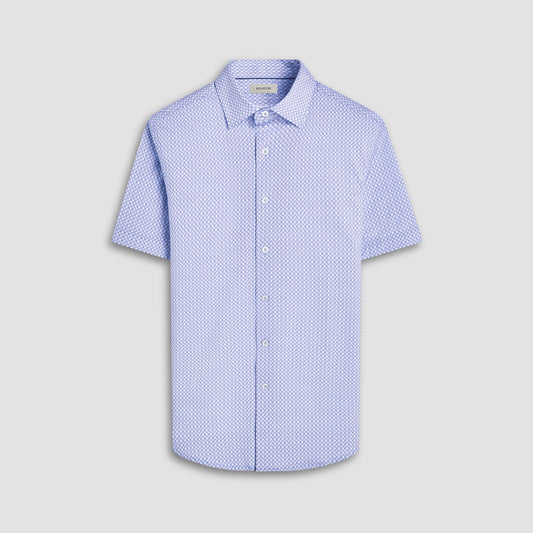 Bugatchi Miles Mosaic OoohCotton® Short-Sleeve Shirt Sky