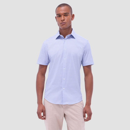Bugatchi Miles Mosaic OoohCotton® Short-Sleeve Shirt Sky