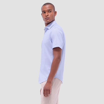 Bugatchi Miles Mosaic OoohCotton® Short-Sleeve Shirt Sky
