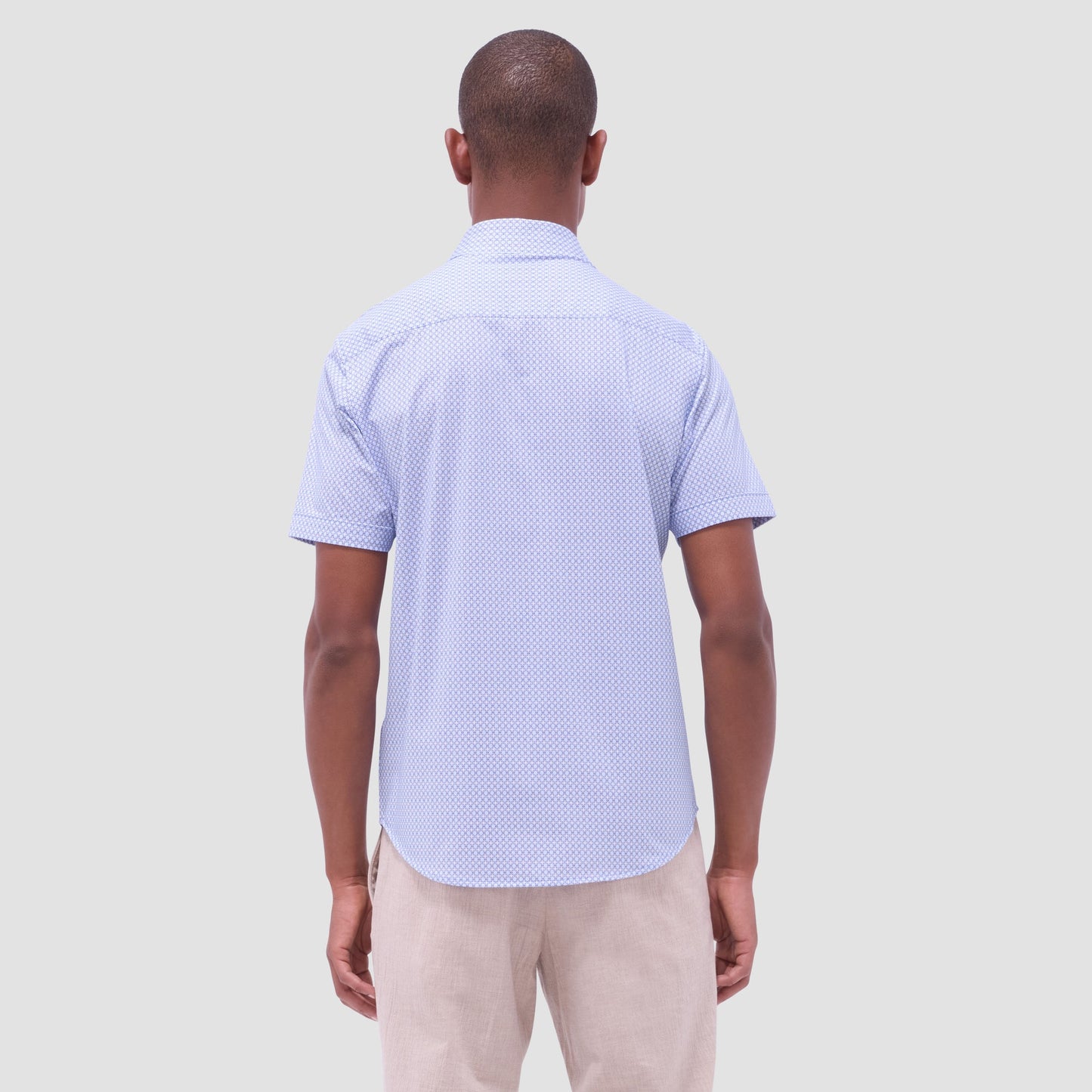 Bugatchi Miles Mosaic OoohCotton® Short-Sleeve Shirt Sky