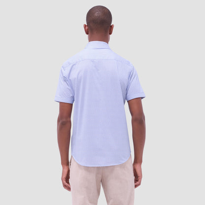 Bugatchi Miles Mosaic OoohCotton® Short-Sleeve Shirt Sky