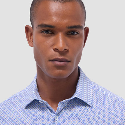 Bugatchi Miles Mosaic OoohCotton® Short-Sleeve Shirt Sky