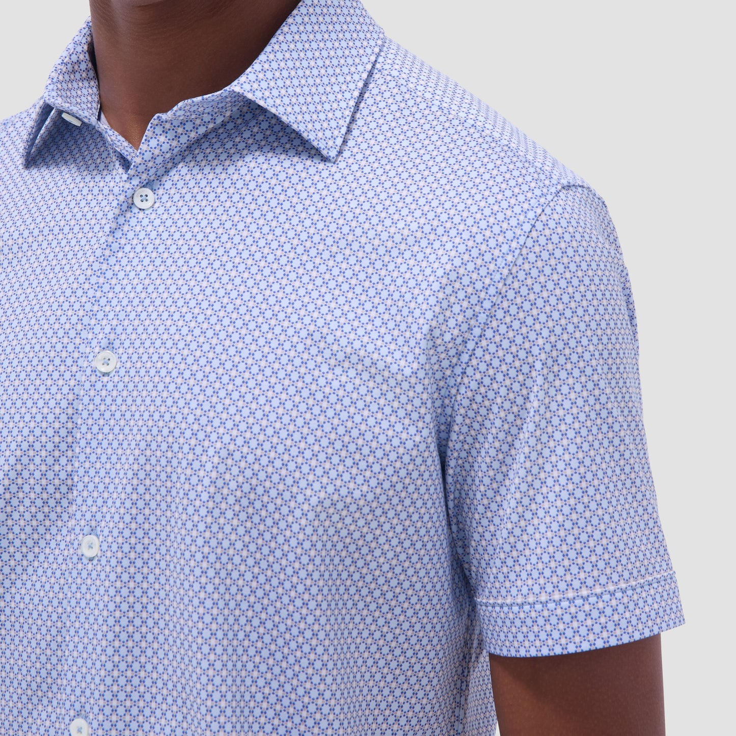 Bugatchi Miles Mosaic OoohCotton® Short-Sleeve Shirt Sky