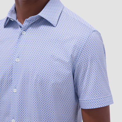 Bugatchi Miles Mosaic OoohCotton® Short-Sleeve Shirt Sky