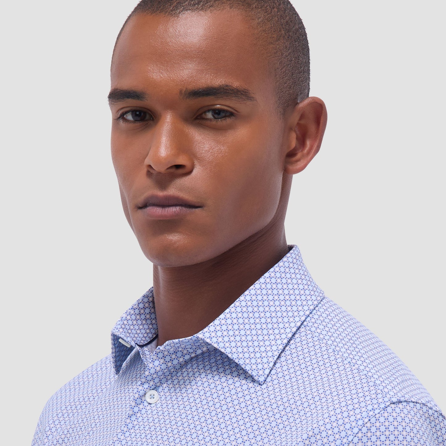 Bugatchi Miles Mosaic OoohCotton® Short-Sleeve Shirt Sky
