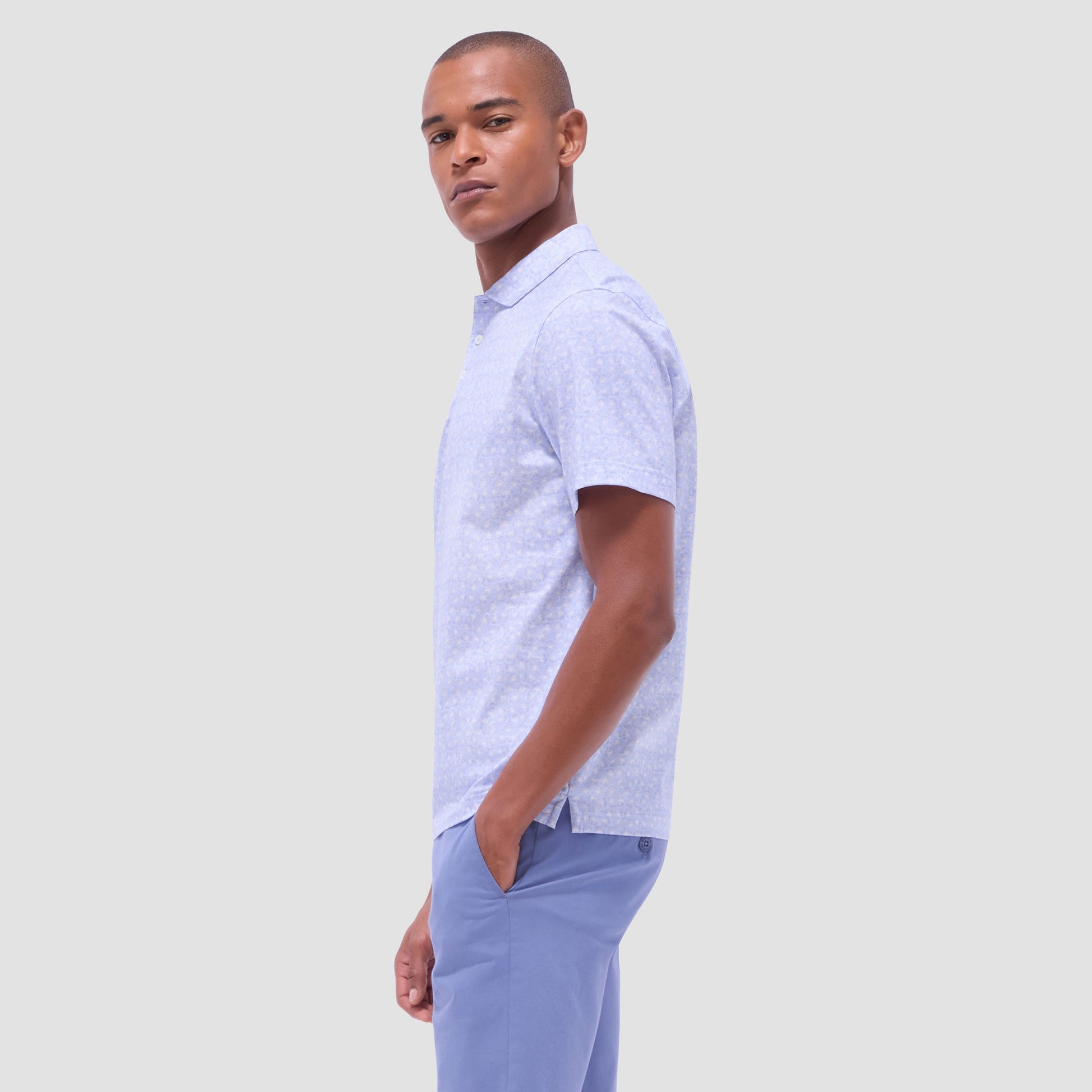 Bugatchi Victor Floral OoohCotton® Polo Shirt Sky