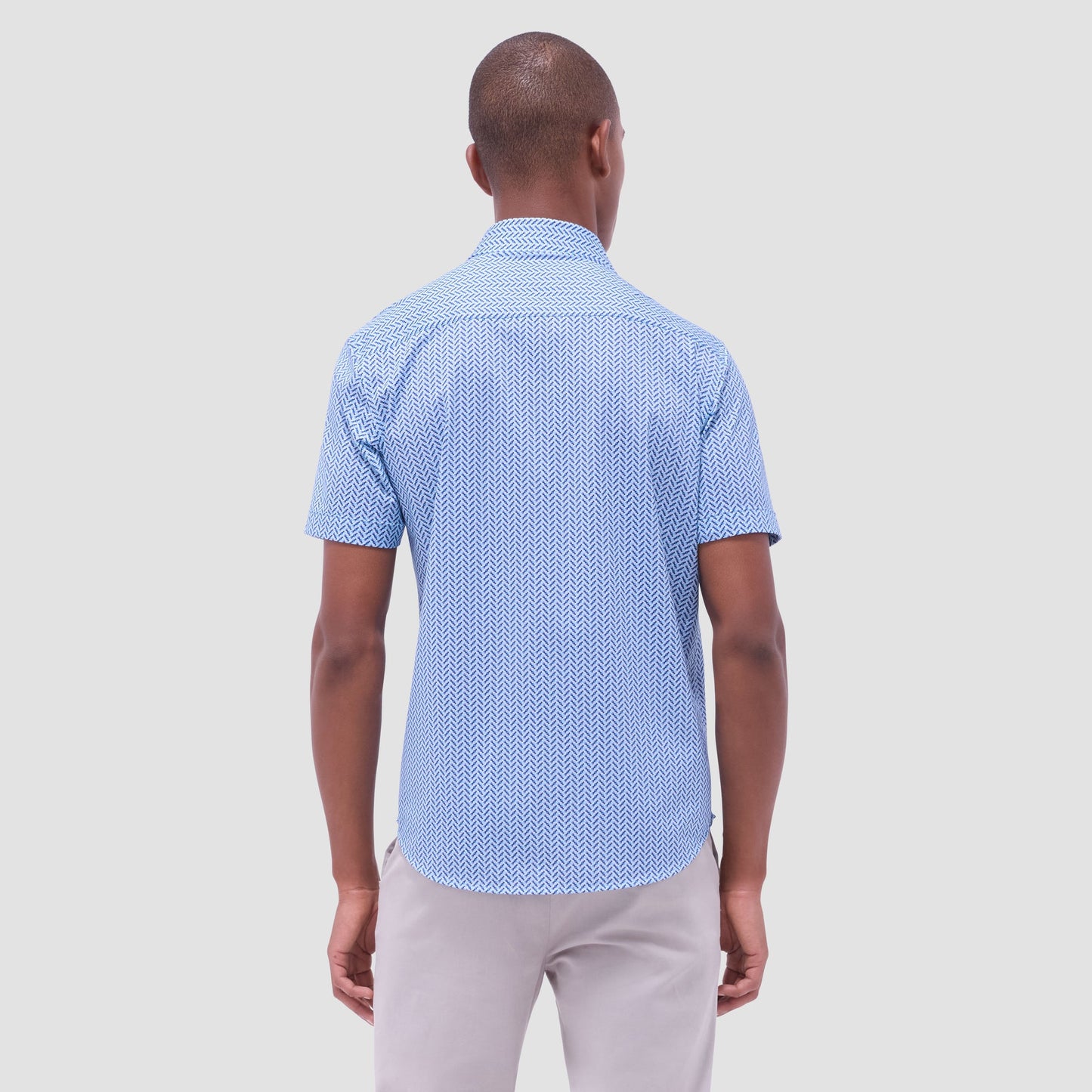Bugatchi Miles Geometric OoohCotton® Short-Sleeve Shirt Classic Blue