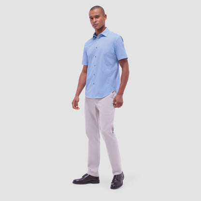 Bugatchi Miles Geometric OoohCotton® Short-Sleeve Shirt Classic Blue