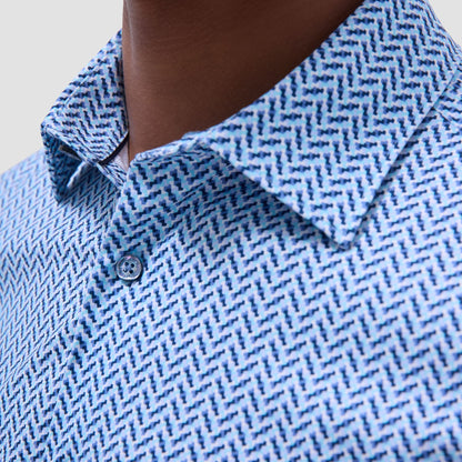 Bugatchi Miles Geometric OoohCotton® Short-Sleeve Shirt Classic Blue