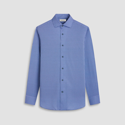 Bugatchi Devon Mosaic OoohCotton® Shirt Cobalt
