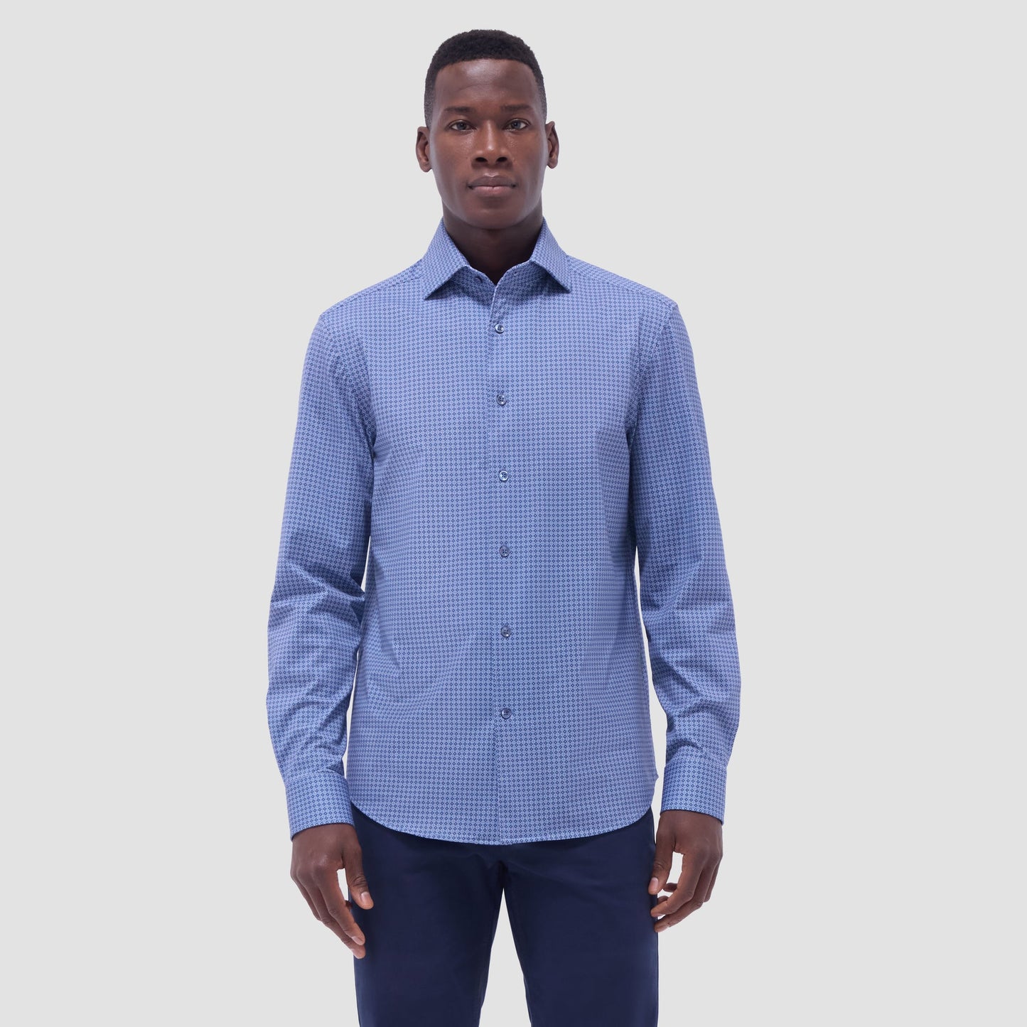 Bugatchi Devon Mosaic OoohCotton® Shirt Cobalt