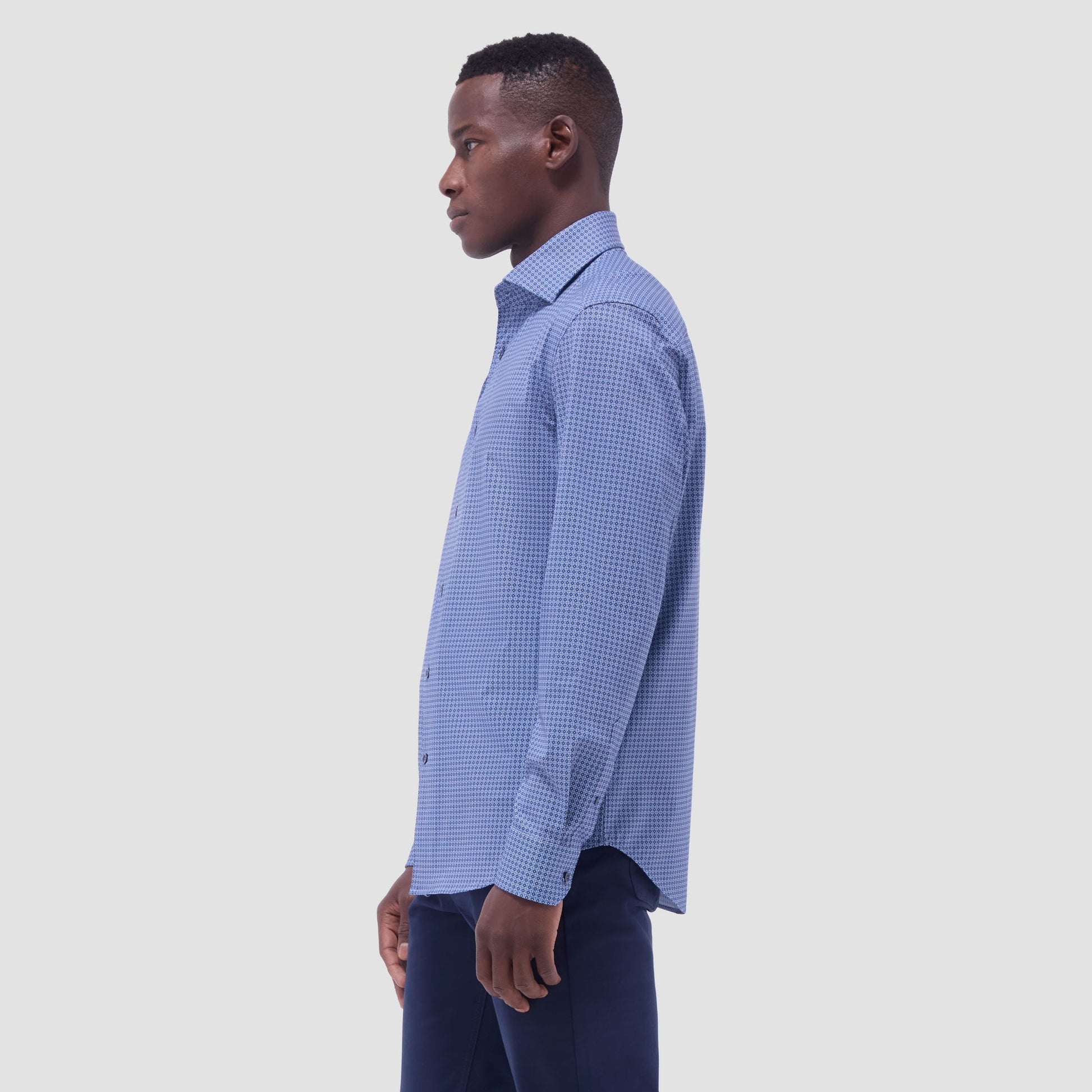 Bugatchi Devon Mosaic OoohCotton® Shirt Cobalt