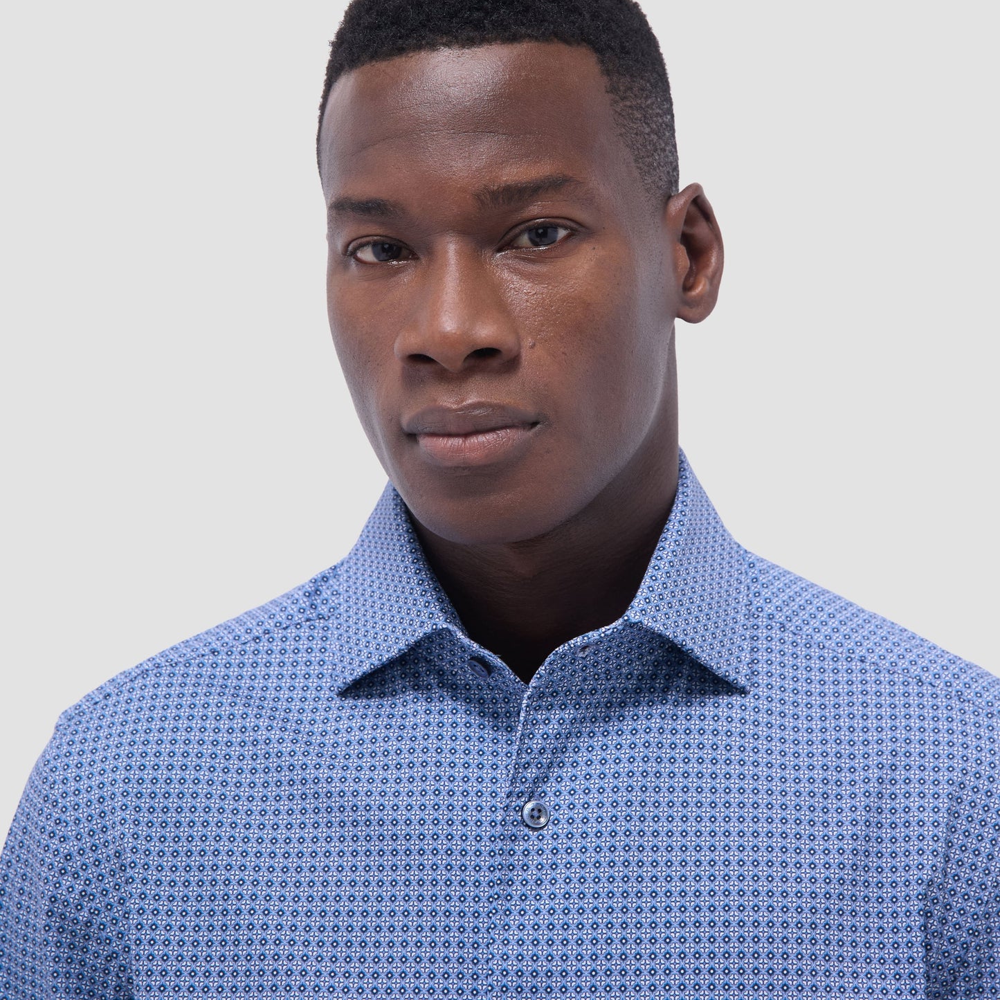 Bugatchi Devon Mosaic OoohCotton® Shirt Cobalt